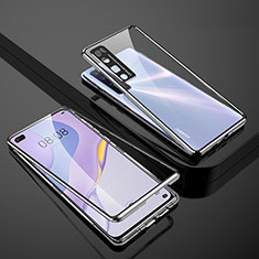 Huawei Nova 7 Pro 5G用ケース 高級感 手触り良い アルミメタル 製の金属製 360度 フルカバーバンパー 鏡面 カバー M01 ファーウェイ シルバー