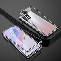 Huawei Nova 7 SE 5G用ケース 高級感 手触り良い アルミメタル 製の金属製 360度 フルカバーバンパー 鏡面 カバー M01 ファーウェイ シルバー