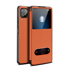 Huawei Nova 7i用手帳型 レザーケース スタンド カバー T02 ファーウェイ オレンジ
