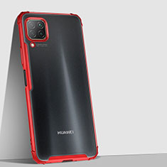 Huawei Nova 7i用ハイブリットバンパーケース クリア透明 プラスチック 鏡面 カバー H02 ファーウェイ レッド