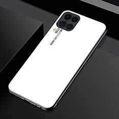 Huawei Nova 7i用ハイブリットバンパーケース プラスチック 鏡面 虹 グラデーション 勾配色 カバー H01 ファーウェイ ホワイト