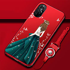 Huawei Nova 8 5G用シリコンケース ソフトタッチラバー バタフライ ドレスガール ドレス少女 カバー ファーウェイ グリーン