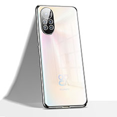 Huawei Nova 8 5G用極薄ソフトケース シリコンケース 耐衝撃 全面保護 クリア透明 H02 ファーウェイ シルバー