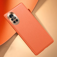 Huawei Nova 8 5G用ケース 高級感 手触り良いレザー柄 S03 ファーウェイ オレンジ