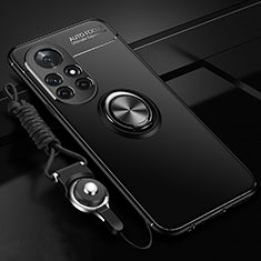 Huawei Nova 8 Pro 5G用極薄ソフトケース シリコンケース 耐衝撃 全面保護 アンド指輪 マグネット式 バンパー ファーウェイ ブラック