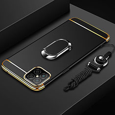 Huawei Nova 8 SE 5G用ケース 高級感 手触り良い メタル兼プラスチック バンパー アンド指輪 T01 ファーウェイ ブラック