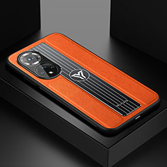 Huawei Nova 9 Pro用シリコンケース ソフトタッチラバー レザー柄 アンドマグネット式 FL1 ファーウェイ オレンジ
