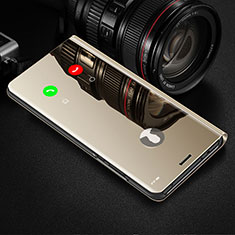 Huawei Nova Lite 3 Plus用手帳型 レザーケース スタンド 鏡面 カバー L02 ファーウェイ ゴールド