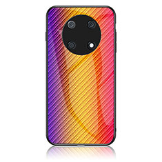 Huawei Nova Y90用ハイブリットバンパーケース プラスチック 鏡面 虹 グラデーション 勾配色 カバー LS2 ファーウェイ オレンジ