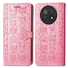 Huawei Nova Y91用手帳型 レザーケース スタンド パターン カバー S03D ファーウェイ ピンク