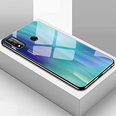 Huawei P Smart (2020)用ハイブリットバンパーケース プラスチック 鏡面 カバー T01 ファーウェイ シアン