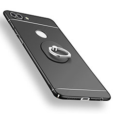 Huawei P Smart用ハードケース プラスチック 質感もマット アンド指輪 A02 ファーウェイ ブラック