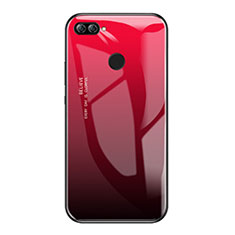 Huawei P Smart用ハイブリットバンパーケース プラスチック 鏡面 虹 グラデーション 勾配色 カバー ファーウェイ レッド