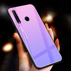 Huawei P Smart+ Plus (2019)用ハイブリットバンパーケース プラスチック 鏡面 虹 グラデーション 勾配色 カバー ファーウェイ パープル