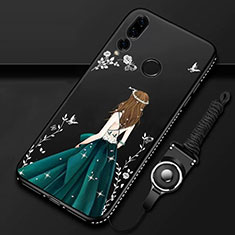 Huawei P Smart+ Plus (2019)用シリコンケース ソフトタッチラバー バタフライ ドレスガール ドレス少女 カバー K01 ファーウェイ グリーン