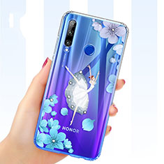 Huawei P Smart+ Plus (2019)用極薄ソフトケース シリコンケース 耐衝撃 全面保護 クリア透明 花 T03 ファーウェイ ホワイト