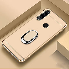 Huawei P Smart+ Plus (2019)用ケース 高級感 手触り良い メタル兼プラスチック バンパー アンド指輪 T01 ファーウェイ ゴールド