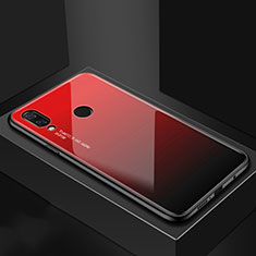 Huawei P Smart+ Plus用ハイブリットバンパーケース プラスチック パターン 鏡面 カバー ファーウェイ レッド