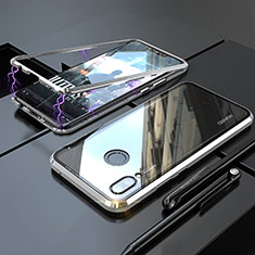 Huawei P Smart+ Plus用ケース 高級感 手触り良い アルミメタル 製の金属製 360度 フルカバーバンパー 鏡面 カバー M01 ファーウェイ シルバー