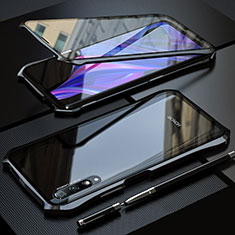 Huawei P Smart Pro (2019)用ケース 高級感 手触り良い アルミメタル 製の金属製 360度 フルカバーバンパー 鏡面 カバー ファーウェイ ブラック