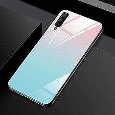 Huawei P Smart Pro (2019)用ハイブリットバンパーケース プラスチック 鏡面 虹 グラデーション 勾配色 カバー ファーウェイ シアン