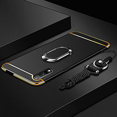 Huawei P Smart Z (2019)用ケース 高級感 手触り良い メタル兼プラスチック バンパー アンド指輪 A01 ファーウェイ ブラック