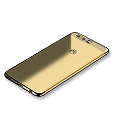 Huawei P10用極薄ソフトケース シリコンケース 耐衝撃 全面保護 クリア透明 H01 ファーウェイ ゴールド