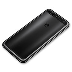 Huawei P10 Plus用極薄ソフトケース シリコンケース 耐衝撃 全面保護 クリア透明 H03 ファーウェイ ブラック