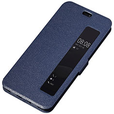 Huawei P20用手帳型 レザーケース スタンド カバー T01 ファーウェイ ネイビー