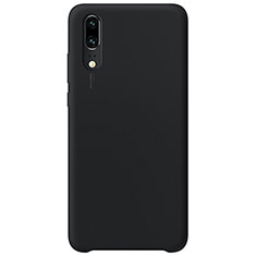 Huawei P20用360度 フルカバー極薄ソフトケース シリコンケース 耐衝撃 全面保護 バンパー C02 ファーウェイ ブラック