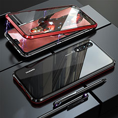Huawei P20用ケース 高級感 手触り良い アルミメタル 製の金属製 360度 フルカバーバンパー 鏡面 カバー T02 ファーウェイ レッド