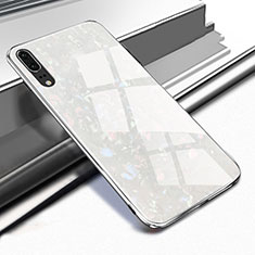 Huawei P20用ハイブリットバンパーケース プラスチック 鏡面 カバー M02 ファーウェイ ホワイト