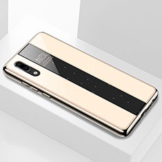 Huawei P20用ハイブリットバンパーケース プラスチック 鏡面 カバー M03 ファーウェイ ゴールド