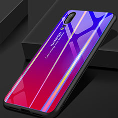 Huawei P20用ハイブリットバンパーケース プラスチック 鏡面 虹 グラデーション 勾配色 カバー ファーウェイ パープル