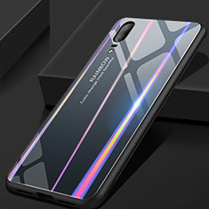 Huawei P20用ハイブリットバンパーケース プラスチック 鏡面 虹 グラデーション 勾配色 カバー ファーウェイ グレー
