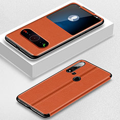 Huawei P20 Lite (2019)用手帳型 レザーケース スタンド カバー T01 ファーウェイ オレンジ