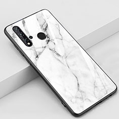 Huawei P20 Lite (2019)用ハイブリットバンパーケース プラスチック パターン 鏡面 カバー S02 ファーウェイ ホワイト
