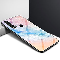 Huawei P20 Lite (2019)用ハイブリットバンパーケース プラスチック 鏡面 虹 グラデーション 勾配色 カバー H01 ファーウェイ オレンジ
