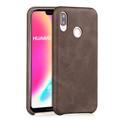 Huawei P20 Lite用ケース 高級感 手触り良いレザー柄 ファーウェイ ブラウン