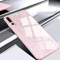 Huawei P20 Pro用ハイブリットバンパーケース プラスチック 鏡面 カバー M01 ファーウェイ ピンク