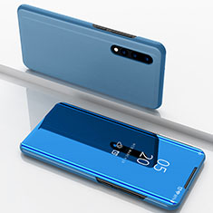 Huawei P20 Pro用手帳型 レザーケース スタンド 鏡面 カバー ファーウェイ ブルー
