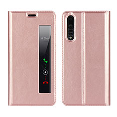 Huawei P20 Pro用手帳型 レザーケース スタンド カバー L01 ファーウェイ ローズゴールド