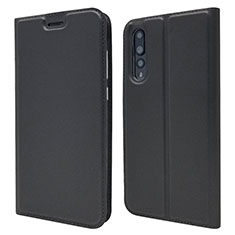 Huawei P20 Pro用手帳型 レザーケース スタンド カバー L05 ファーウェイ ブラック