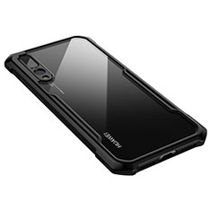 Huawei P20 Pro用ハイブリットバンパーケース クリア透明 プラスチック 鏡面 カバー M03 ファーウェイ ブラック