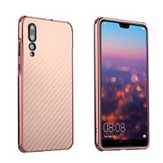 Huawei P20 Pro用ケース 高級感 手触り良い アルミメタル 製の金属製 バンパー カバー ファーウェイ ローズゴールド