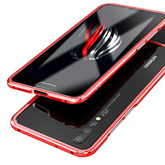 Huawei P20 Pro用ケース 高級感 手触り良い アルミメタル 製の金属製 360度 フルカバーバンパー 鏡面 カバー ファーウェイ レッド