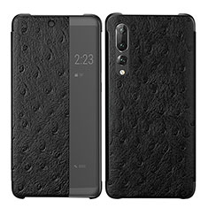 Huawei P20 Pro用手帳型 レザーケース スタンド カバー P02 ファーウェイ ブラック
