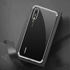 Huawei P20 Pro用極薄ソフトケース シリコンケース 耐衝撃 全面保護 クリア透明 S07 ファーウェイ シルバー