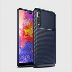 Huawei P20 Pro用シリコンケース ソフトタッチラバー ツイル カバー Y01 ファーウェイ ネイビー