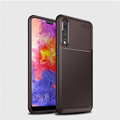 Huawei P20 Pro用シリコンケース ソフトタッチラバー ツイル カバー Y01 ファーウェイ ブラウン